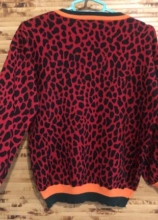 Модный яркий свитер may by shining star красный леопард оверсайз2 фото