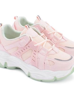 Стильные розовые пудра кроссовки на платформе массивные модные кроссы2 фото