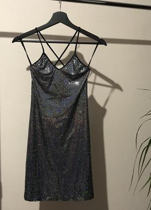 Платье новогоднее яркое в палетках блестящее размер xs2 фото