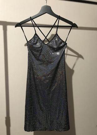 Платье новогоднее яркое в палетках блестящее размер xs1 фото