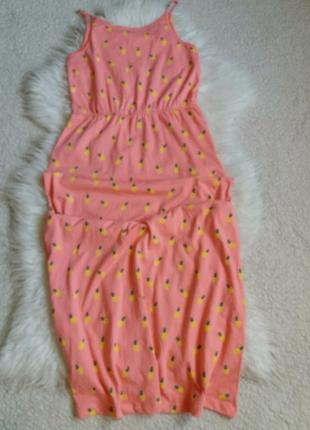 Бавовняне трикотажне плаття в ананаси максі3 фото