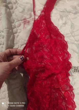 Супер сексуальное боди платье с прорезью, очень красивое ярко красное кружево5 фото