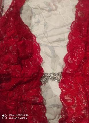 Супер сексуальное боди платье с прорезью, очень красивое ярко красное кружево6 фото