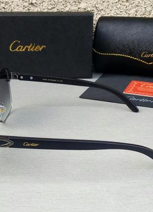 Окуляри в стилі cartier чоловічі чоловічі сонцезахисні фіолетово-сині дзеркальні3 фото