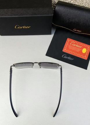 Окуляри в стилі cartier чоловічі чоловічі сонцезахисні фіолетово-сині дзеркальні5 фото