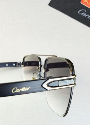 Окуляри в стилі cartier чоловічі чоловічі сонцезахисні фіолетово-сині дзеркальні9 фото