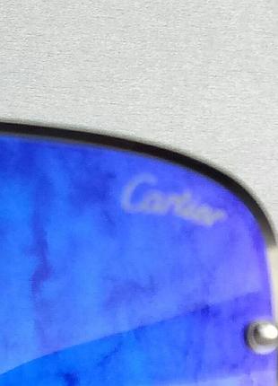 Окуляри в стилі cartier чоловічі чоловічі сонцезахисні фіолетово-сині дзеркальні10 фото