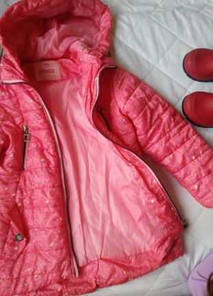 Курточка демисезоная рожева 116-128 див. чоботи гумові утеплені 19-20 див.3 фото