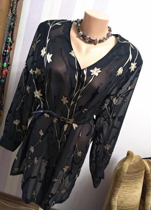 Шикарная блуза с вышивкой , бохо стиль , большой размер, рубаха, туника1 фото