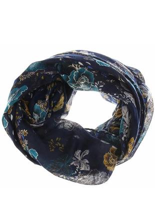 Стильний жіночий шарф хомут h&m,темно-синій з квітами
