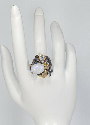 Серебряное кольцо лунный камень размер 173 фото