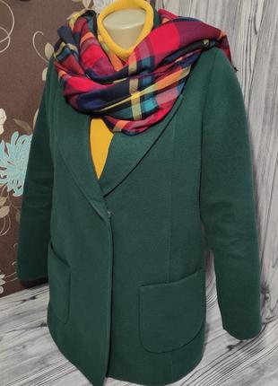Демисезонное женское зеленое пальто van gils р.44\s короткое пальто7 фото