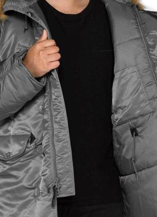 Чоловіча куртка аляска n-3b parca gray alpha industries6 фото