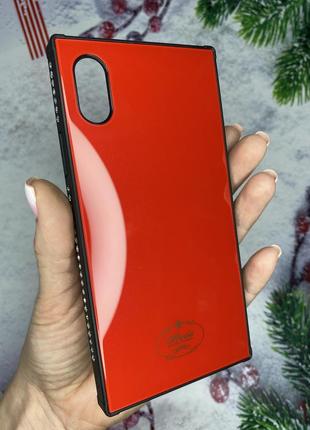 Чехол для айфона iphone x xs glass red4 фото