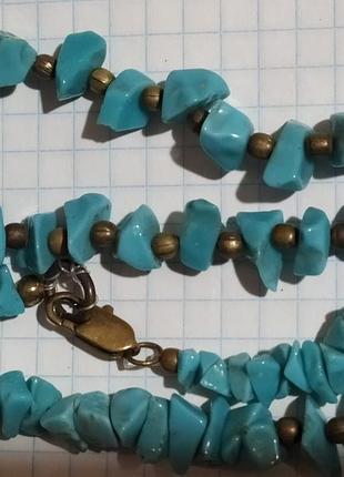 Бусы винтажные из бирюзы .