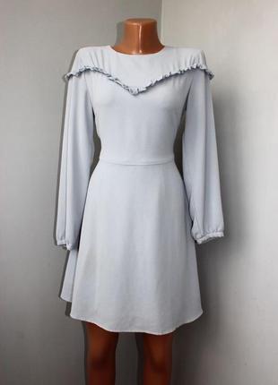 Платье светло-серое текстурный шифон с маленькой рюшкой, 10/38/6 (3320)