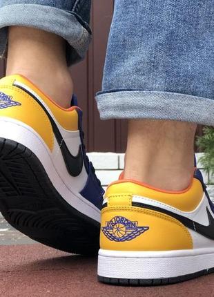 Р.44 кросівки Nike Air Jordan 1 Retro I High Og Panda Black Toe White low (біло/жовто/сині) ks 101587 фото