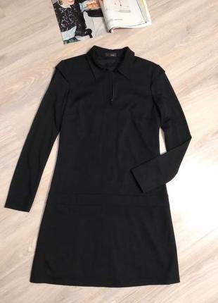 Натуральная шерсть черное теплое мини платье6 фото