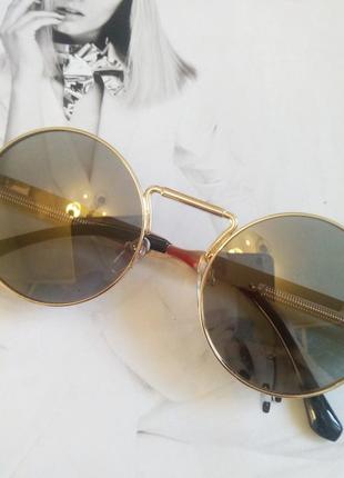 Круглые очки гоглы с пружинами золотые в золоте1 фото