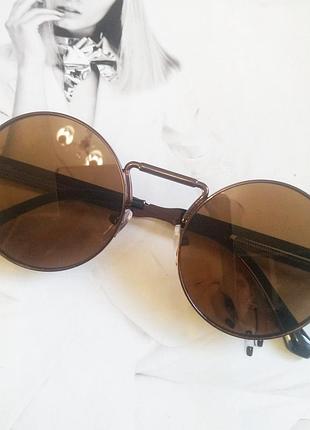 Круглые очки гоглы с пружинами коричневый