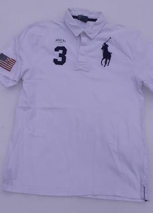Белоснежное поло от ralph lauren. big logo.