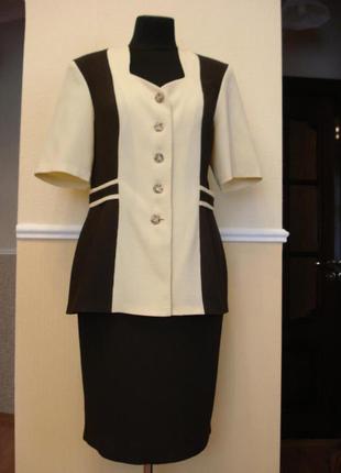 Летняя классическая юбка карандаш жакет с коротким рукавом костюм1 фото