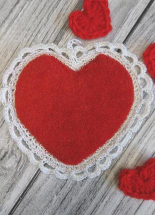 Валентинки сердечки - подарок на день влюбленных - подставка под чашку