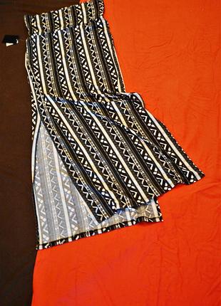 Спідниця довга трикотажна по фігурі на широкому поясі в принт m2 фото