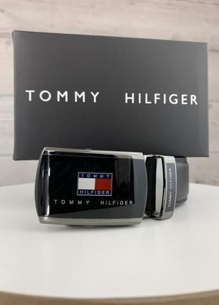 Мужской ремень tommy hilfiger чёрный подарок парню на 14 февраля подарочная упаковка3 фото