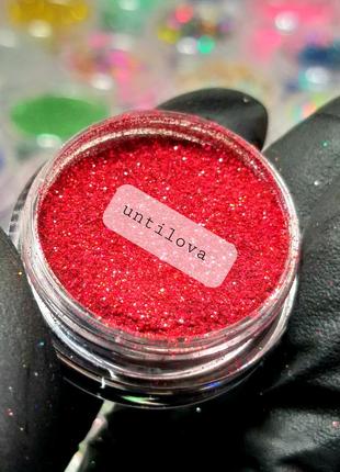 22 микроблеск пыль-втирка красная голографическая, глиттер песочек для дизайна ногтей1 фото