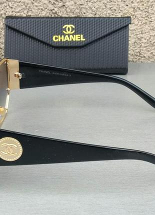 Chanel окуляри маска жіночі сонцезахисні великі чорні з золотом градієнт3 фото