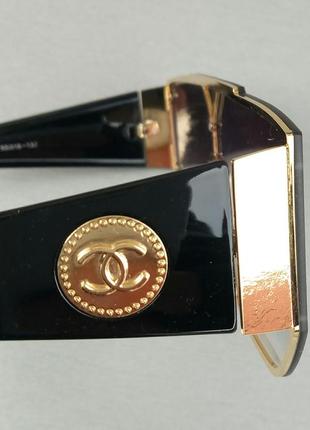 Chanel окуляри маска жіночі сонцезахисні великі чорні з золотом градієнт7 фото
