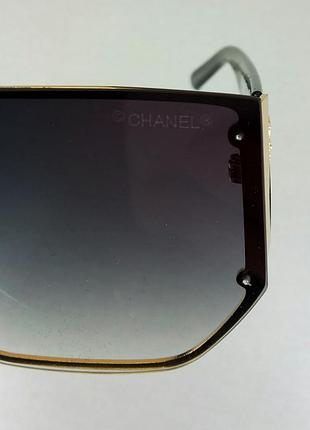 Chanel окуляри маска жіночі сонцезахисні великі чорні з золотом градієнт8 фото