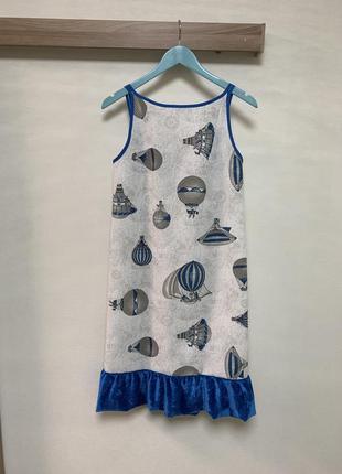 Стильный хлопковый сарафан с сочетанием бархата