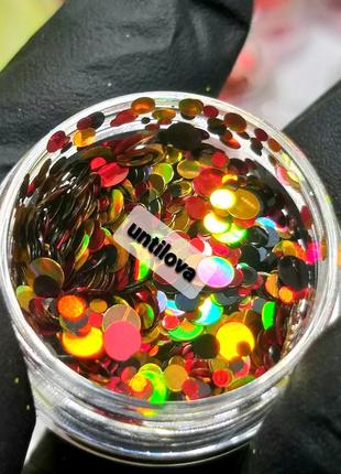 176 камифубики конфетті кружечки для дизайну нігтів, гліттер блискітки