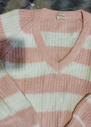 Полосатый свитер крупной вязки2 фото