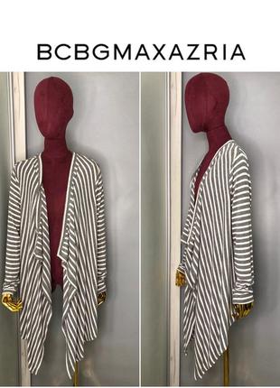 Bcbg max azria кардиган полосатый ассиметричный серый блейзер хлопок трикотажный