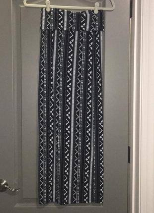 Спідниця довга трикотажна по фігурі на широкому поясі в принт m8 фото