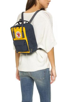 Рюкзак женский kanken mini 7l желтый синий | рюкзак жіночий фьялравен портфель канкен жовтий синій3 фото