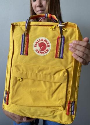 Рюкзак женский kanken rainbow желтый 16l | рюкзак жіночий фьялравен портфель канкен жовтий2 фото