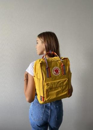 Рюкзак жіночий kanken rainbow жовтий 16l | рюкзак жіночий фьялравен портфель канкен жовтий3 фото