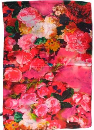Шелковый тонкий яркий шарф палантин розы с цветами розами 💯 шелк новый качественный