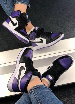 Кроссовки женские найк джордан💜🖤💜 nike air jordan💜🖤💜8 фото