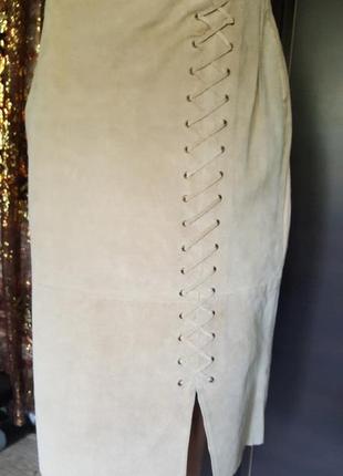Тренд кожаная  весна! эффектная  замшевая юбка-карандаш "saint tropez"1 фото