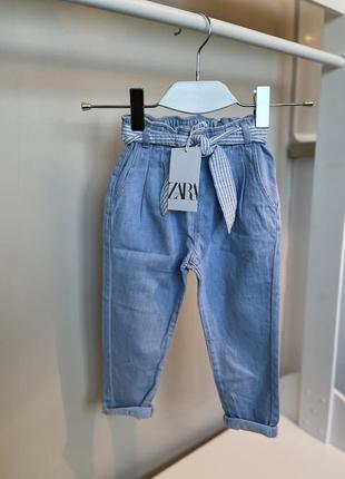 Джинсы с заниженным шаговым швом и поясом zara для девочки 3-4 года ( рост 104см)5 фото