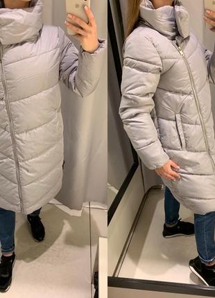 Объемное серое пальто-одеяло reserved куртка зима
