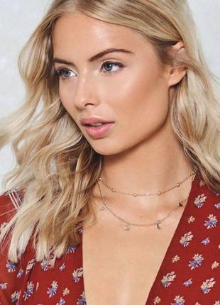 Двухъярусная цепочка луна звезды многослойная