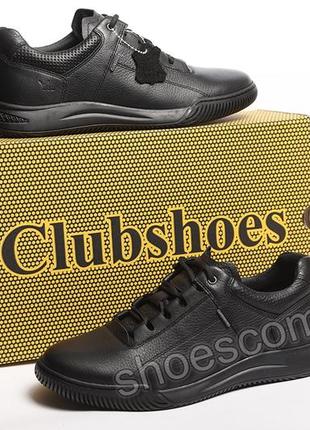 Мужские кожаные кроссовки clubshoes 20/3 черные10 фото