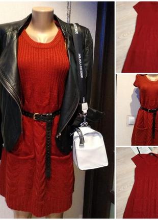 Теплое бордовое платье сарафан трапеция1 фото