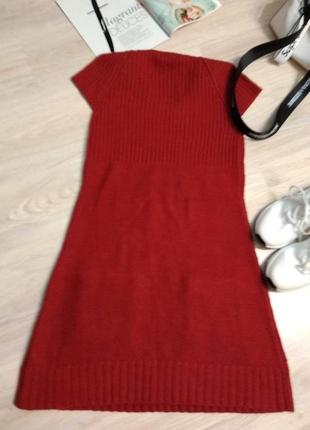 Теплое бордовое платье сарафан трапеция8 фото